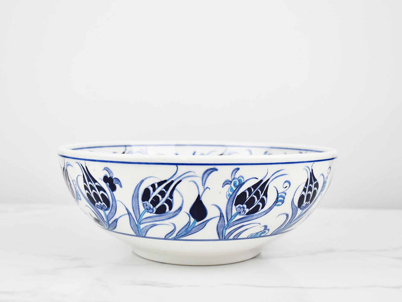 25 cm Turkish Ceramic Bowl Iznik Collection Tulip Blue Ceramic Sydney Grand Bazaar 
