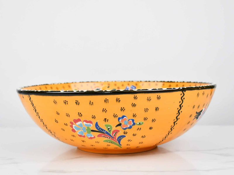 30 cm Turkish Bowls Flower Yellow Design 1 Ceramic Sydney Grand Bazaar 