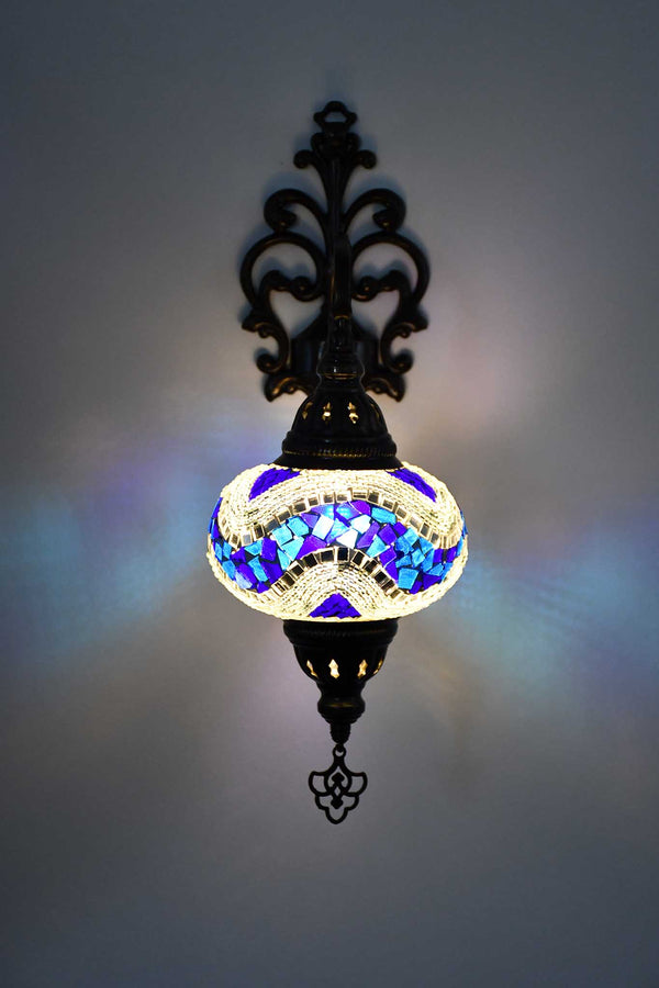 Turkish wall light mosaic zigzag blue
