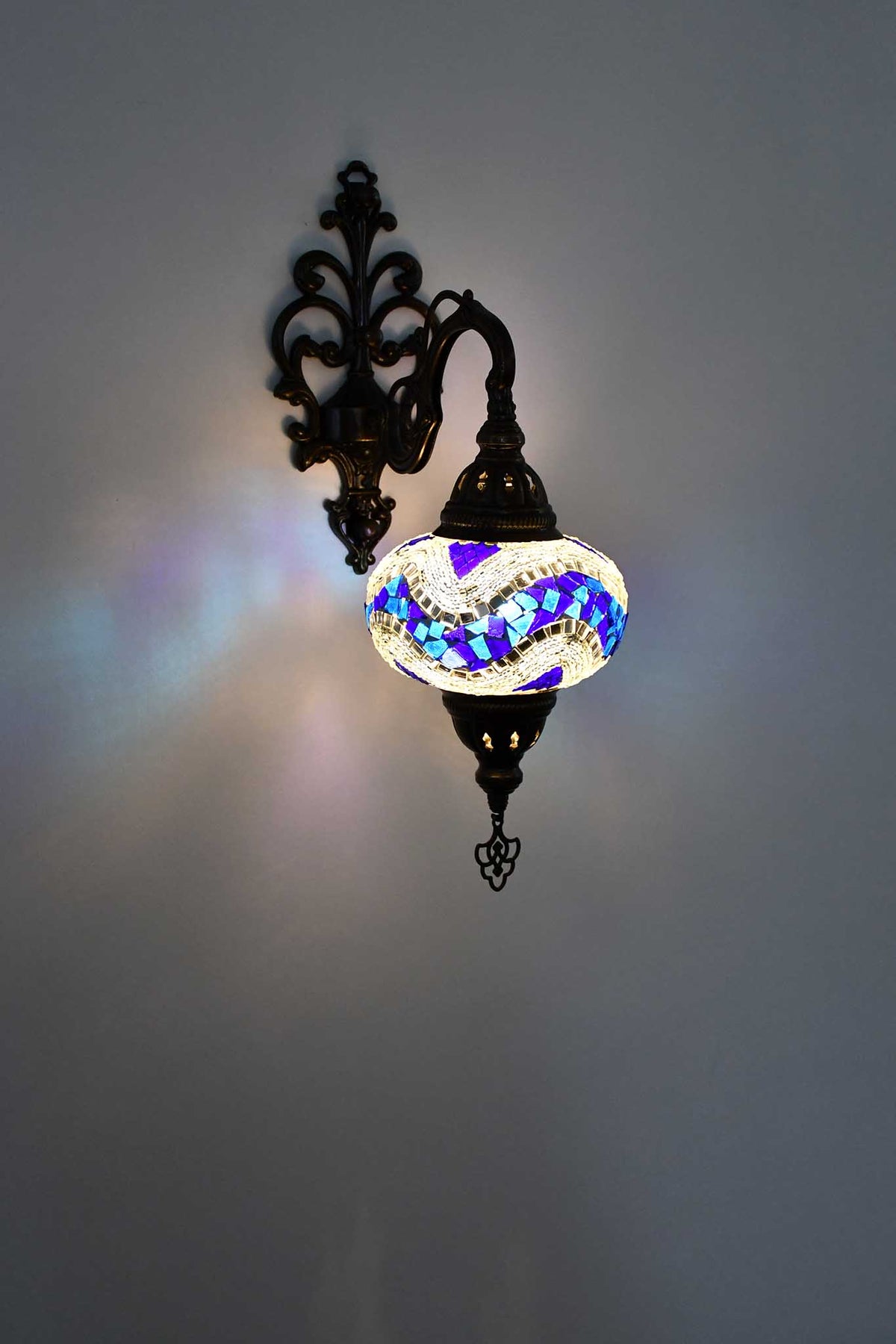 Turkish wall light mosaic zigzag blue