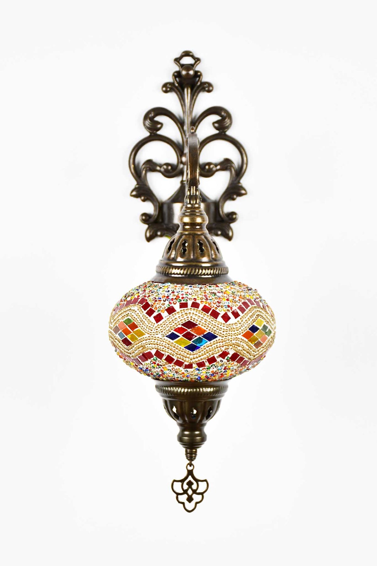 Turkish wall light colourful beads red kilim