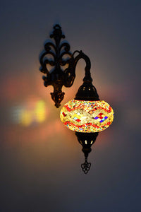 Turkish wall light colourful beads red kilim
