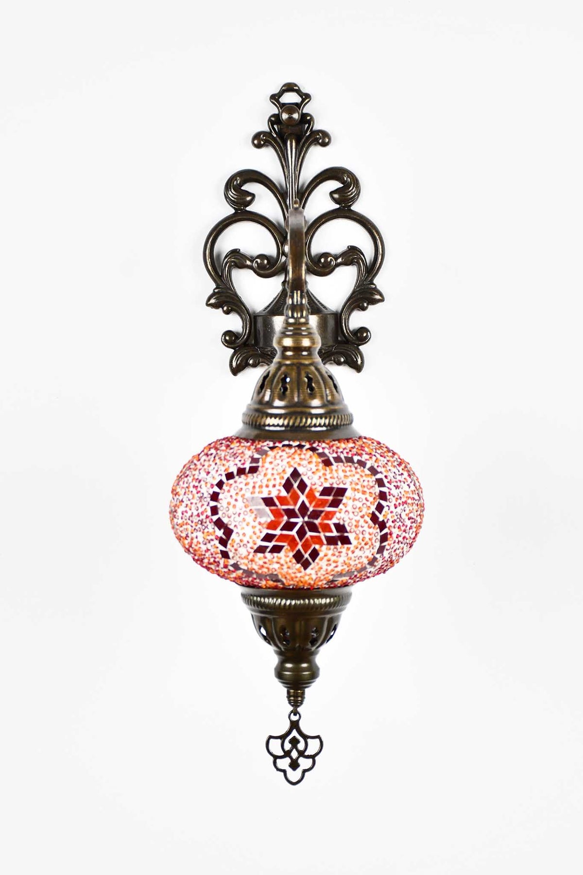 Turkish wall light beads star red orange