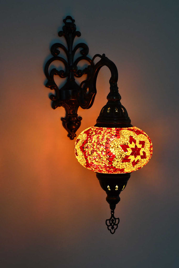 Turkish wall light beads star red orange
