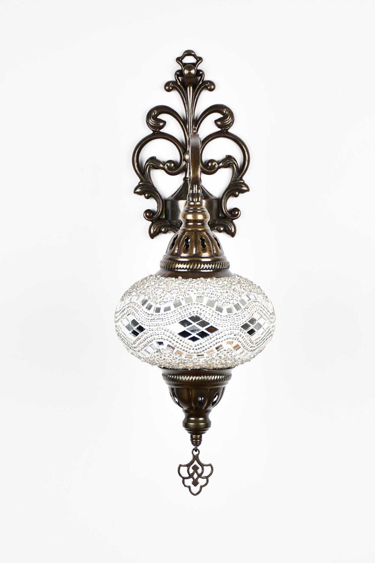 Turkish wall light beads white kilim
