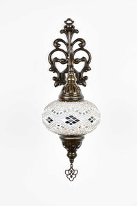 Turkish wall light beads white kilim
