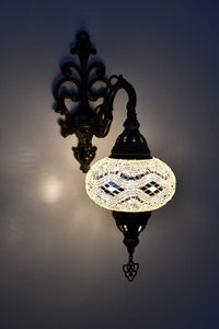 Turkish wall light beads white kilim