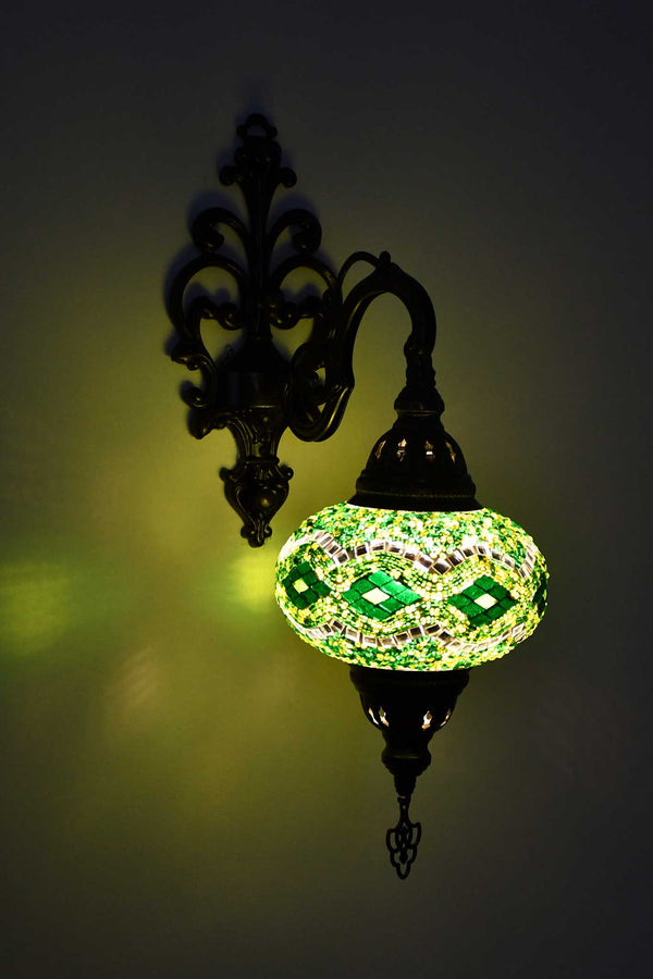 Turkish wall light mosaic kilim green