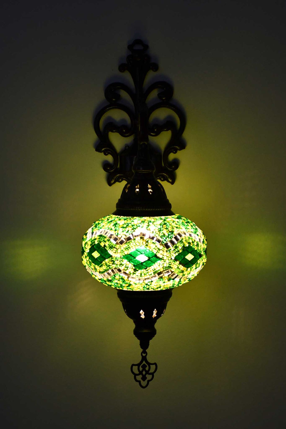 Turkish wall light mosaic kilim green