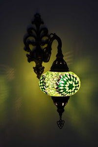 Turkish wall light beads round star green