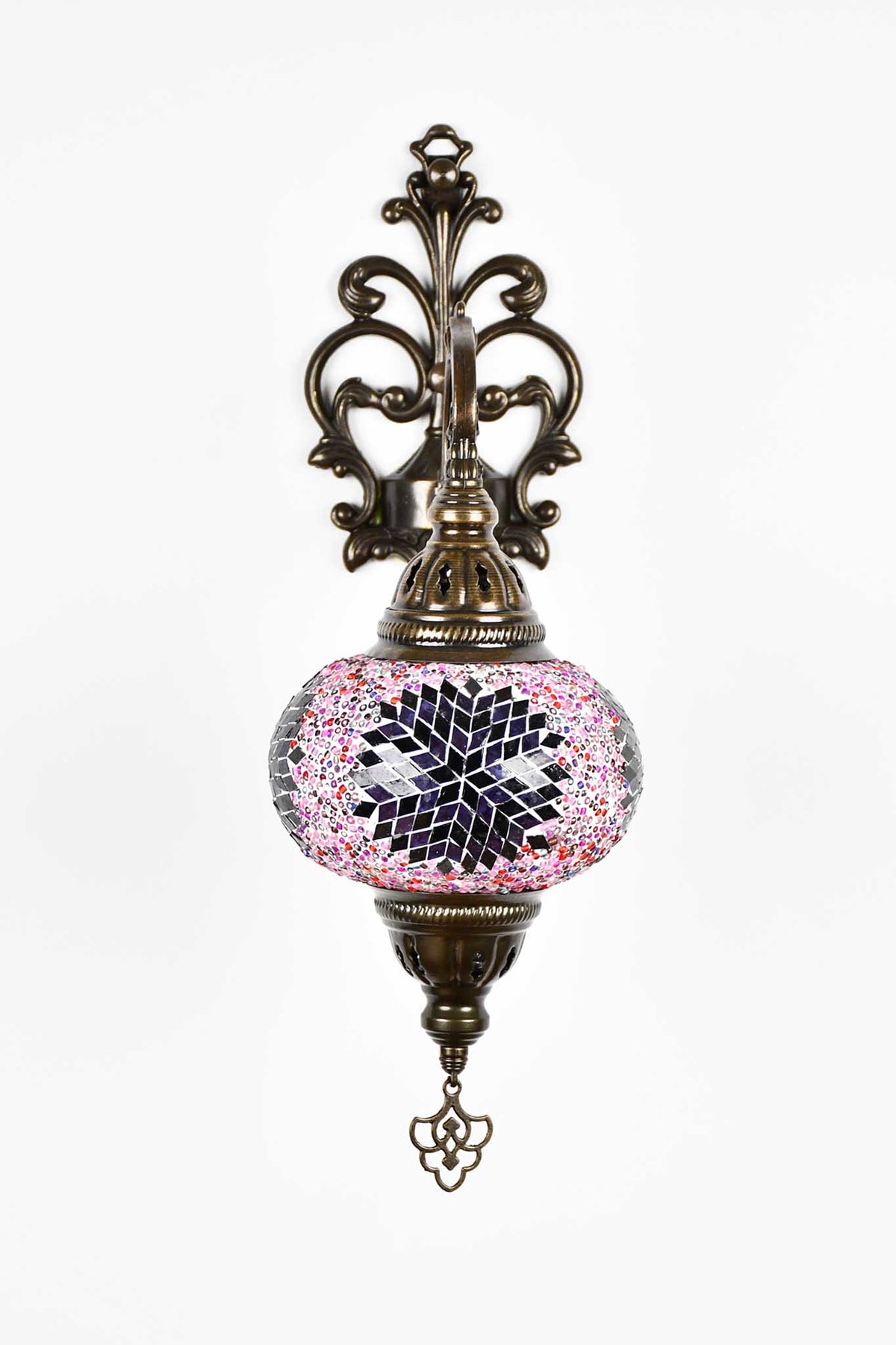 Turkish wall light beads round star purple pink