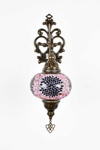 Turkish wall light beads round star purple pink