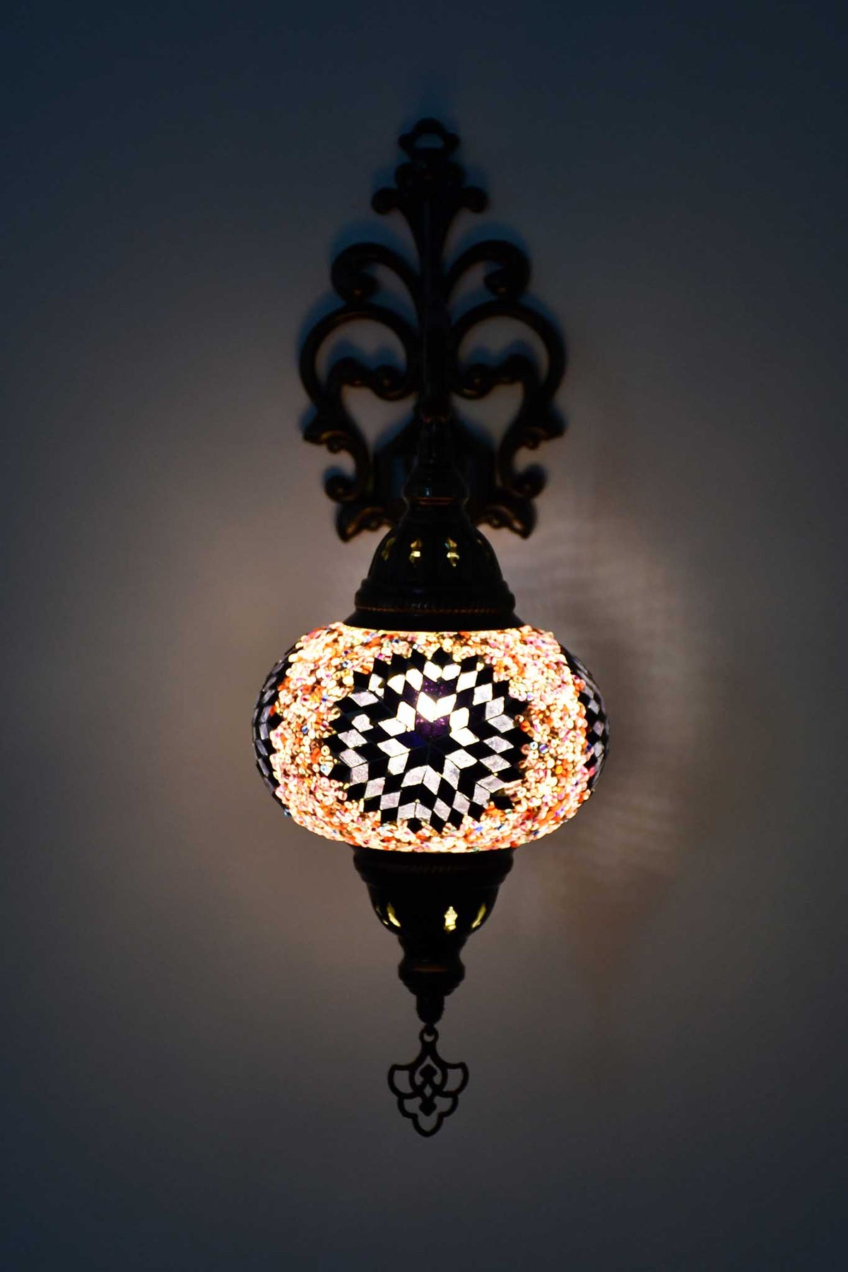 Turkish wall light beads round star purple pink