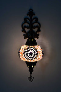 Turkish wall light beads round star purple pink