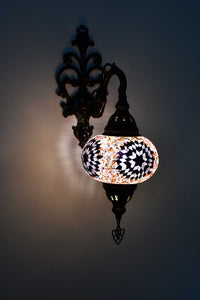 Turkish wall light beads round star purple pink