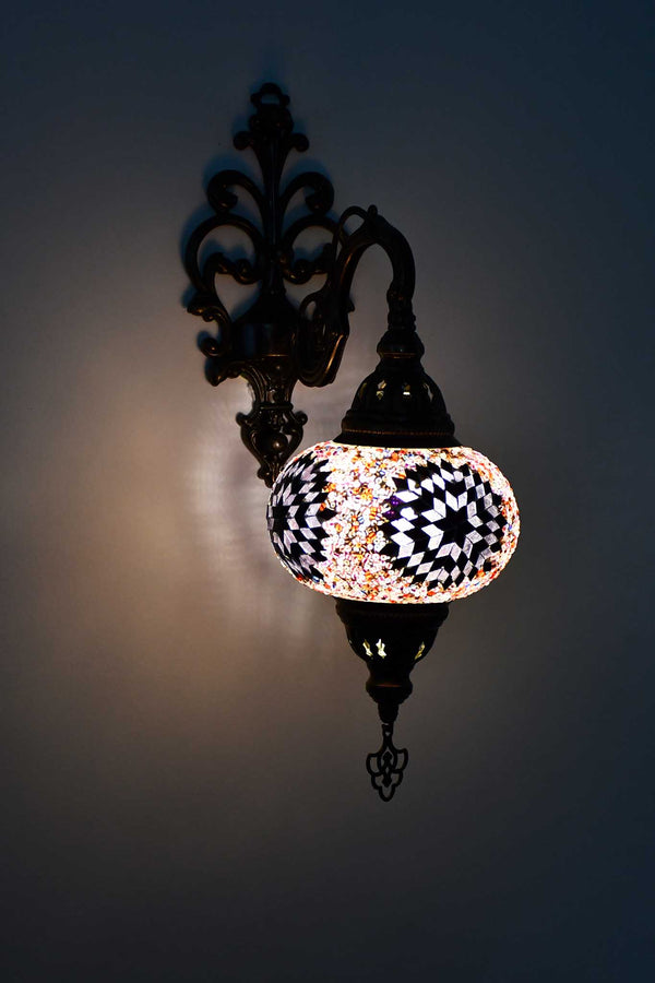 Turkish wall light beads round star purple pink