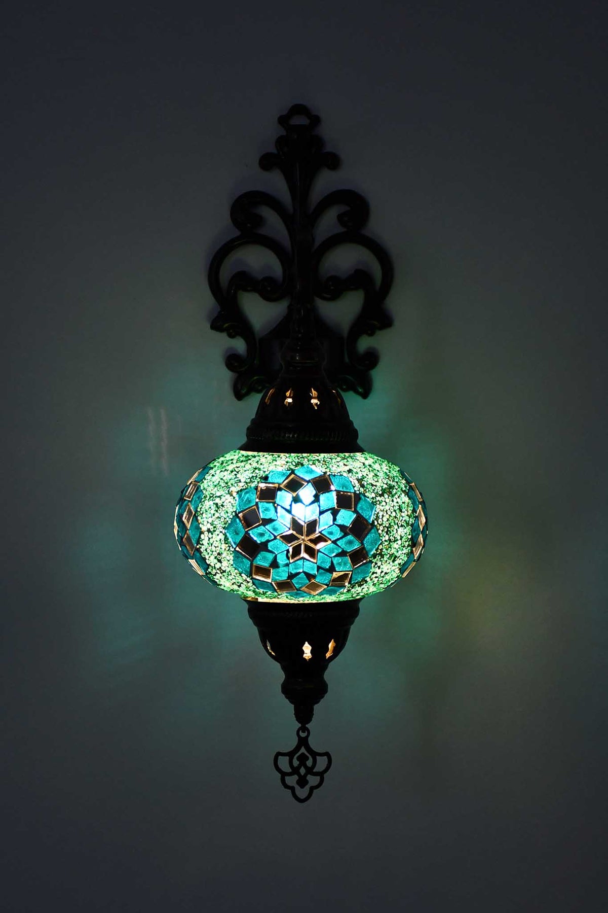 Turkish wall light beads star sea green