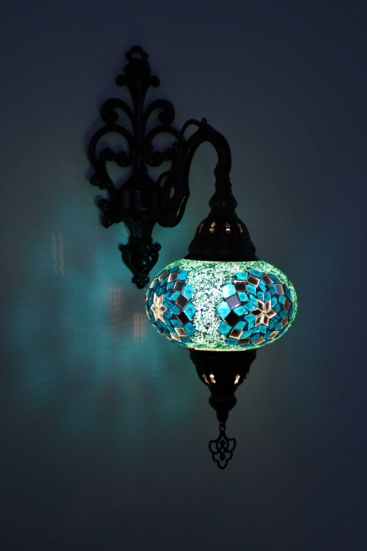 Turkish wall light beads star sea green