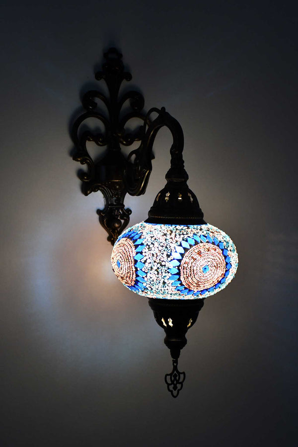 Turkish wall light circle star turquoise pink
