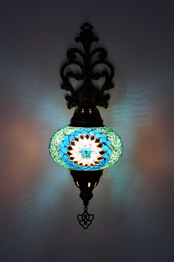 Turkish wall light circle star sea green