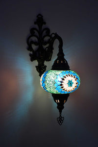 Turkish wall light circle star sea green