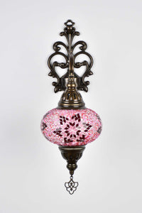 Turkish wall light  mosaic star red pink