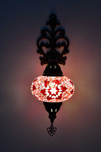 Turkish wall light  mosaic star red pink