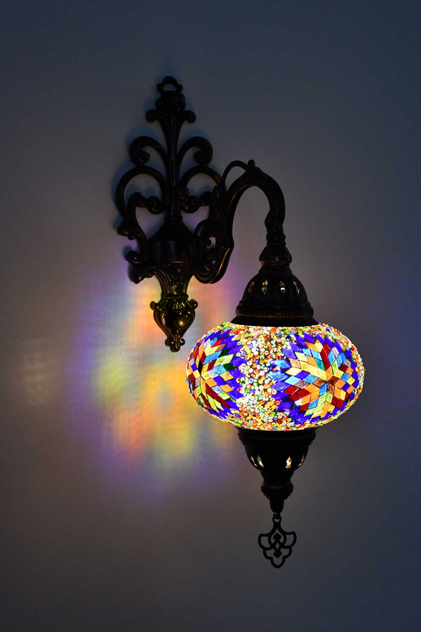 Turkish wall light colourful round star blue