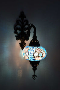 Turkish wall light mosaic flower turquoise pink