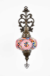 Turkish wall light  colourful mosaic red circle