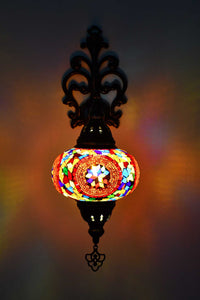 Turkish wall light  colourful mosaic red circle