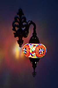 Turkish wall light  colourful mosaic red circle