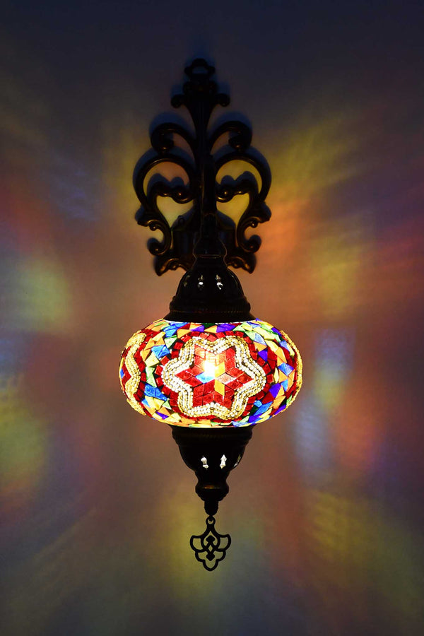 Turkish wall light  colourful mosaic red 
