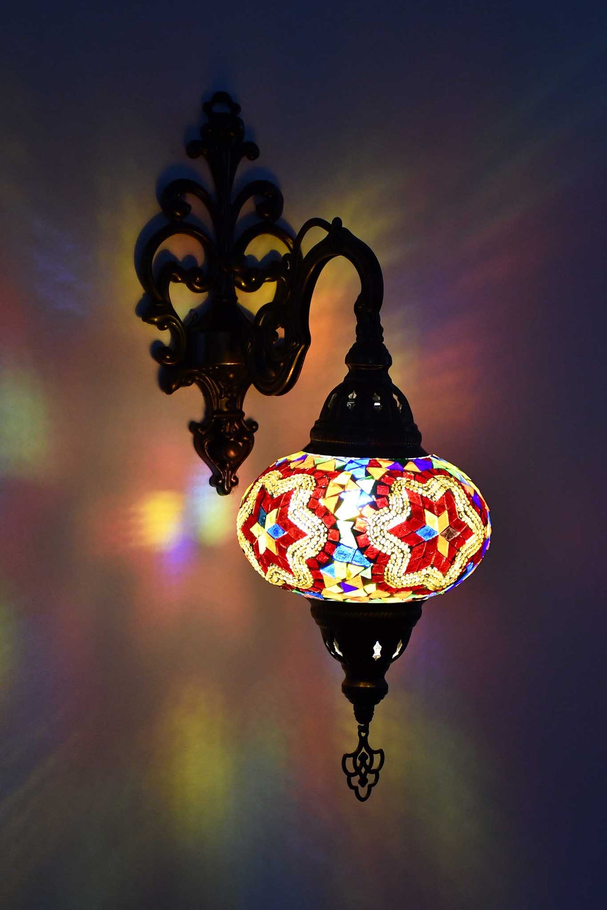 Turkish wall light  colourful mosaic red 