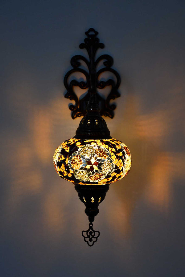 Turkish wall light mosaic flower brown