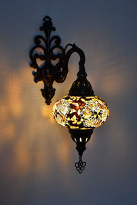 Turkish wall light mosaic flower brown