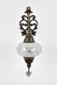 Turkish wall light mosaic flower white