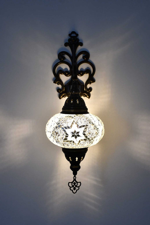 Turkish wall light mosaic flower white