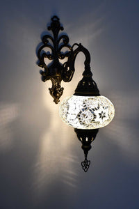 Turkish wall light mosaic flower white