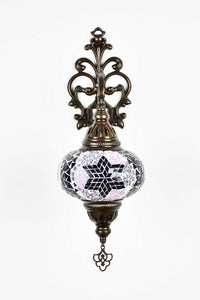 Turkish wall light mosaic flower Purple Maroon
