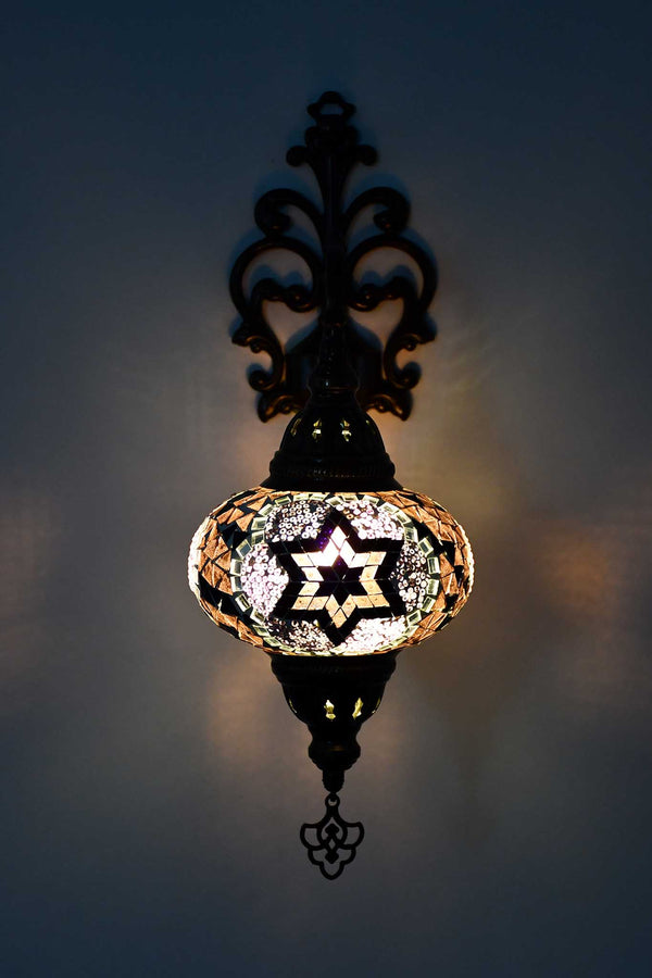 Turkish wall light mosaic flower Purple Maroon