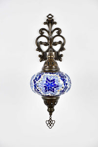 Turkish wall light mosaic star blue