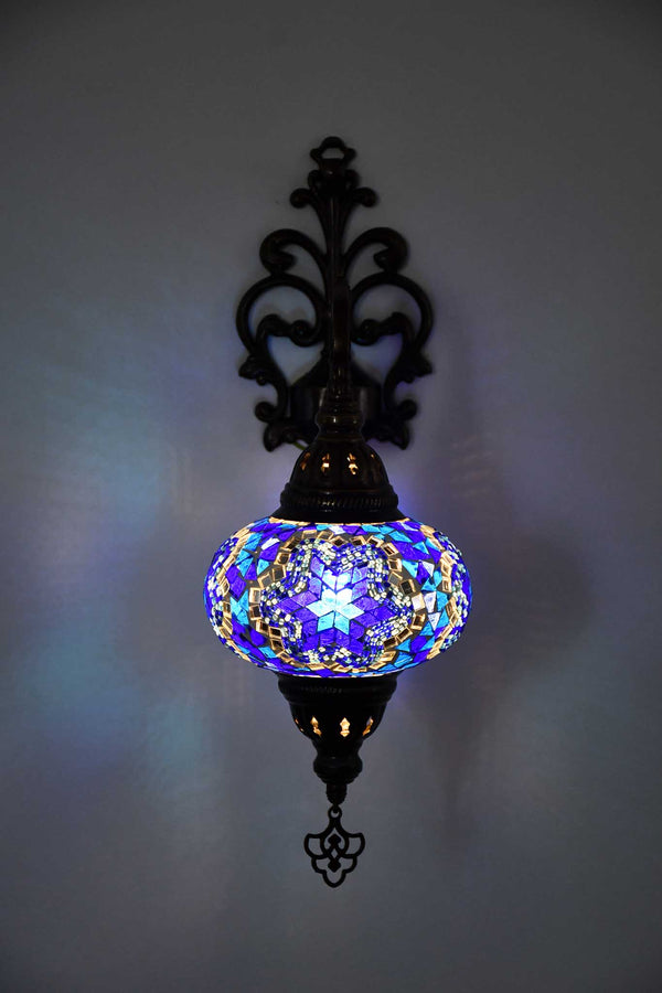 Turkish wall light mosaic star blue