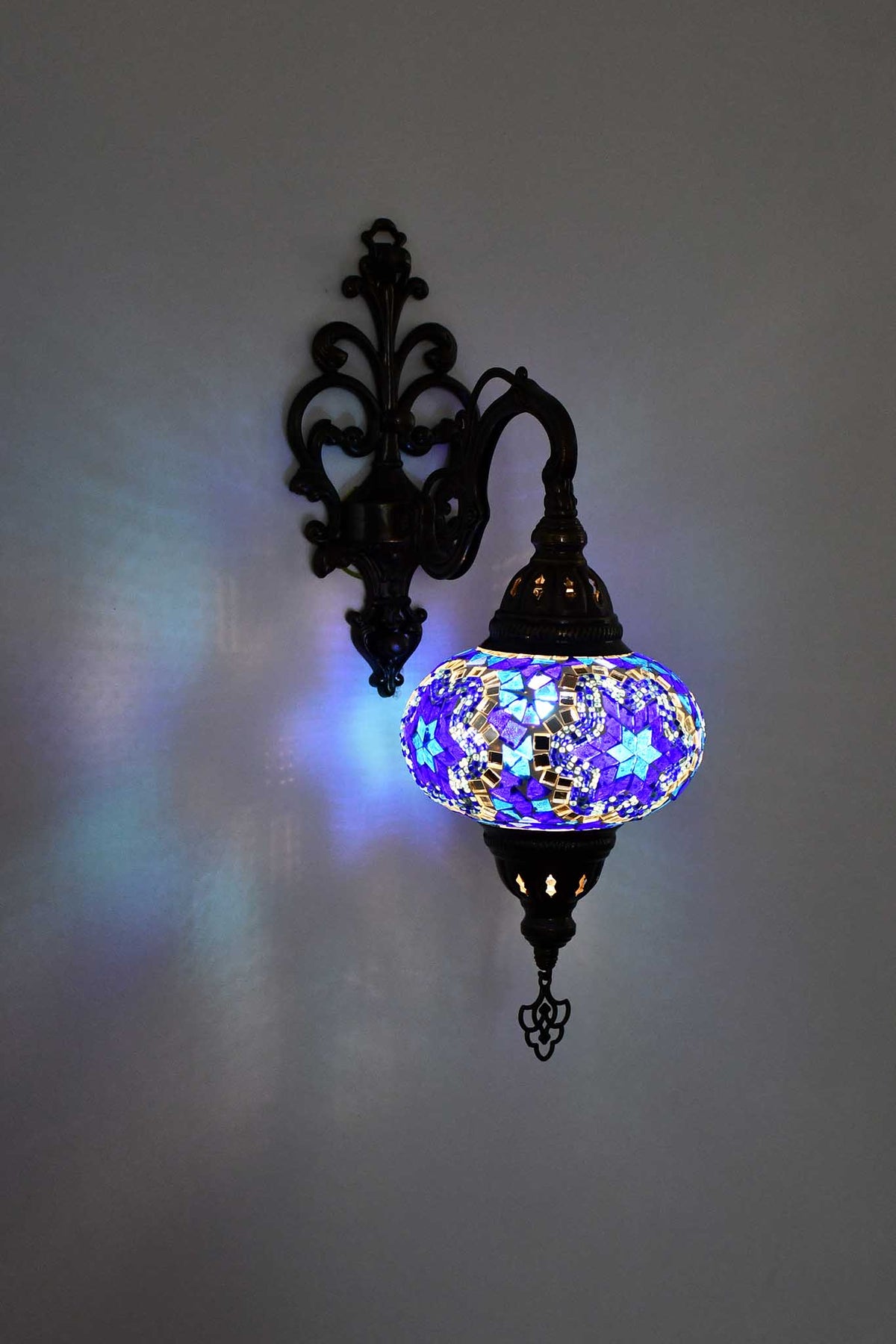 Turkish wall light mosaic star blue