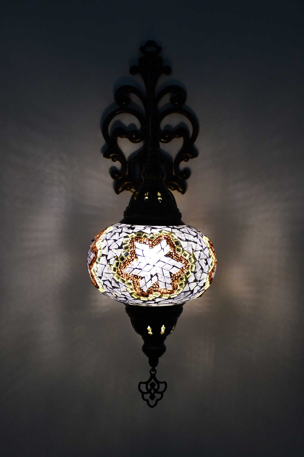 Turkish wall light mosaic star purple maroon