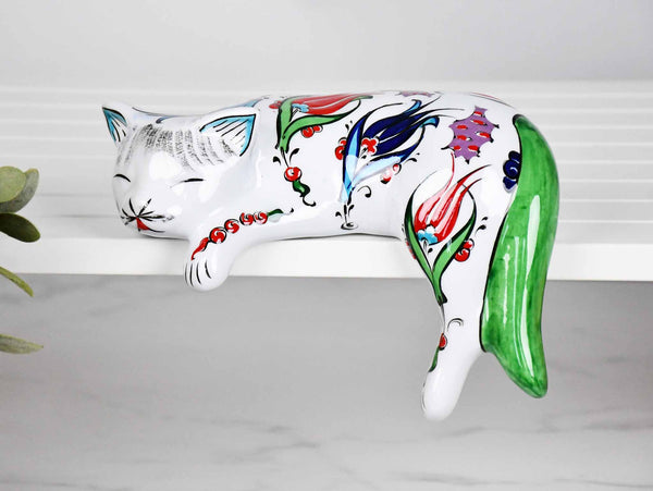 ceramic lazy cat large flower light green
