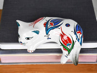 ceramic lazy cat small tulip black