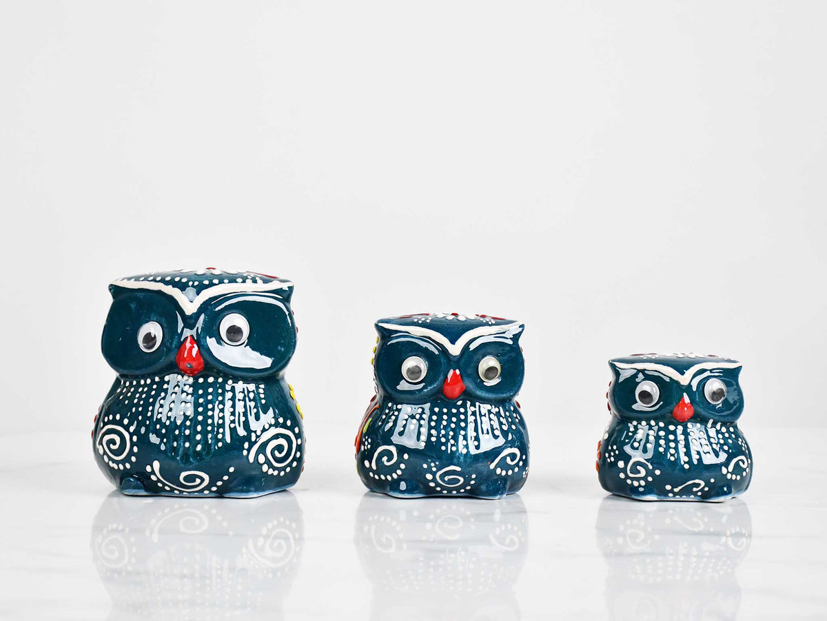 Dantel ceramic owl set green