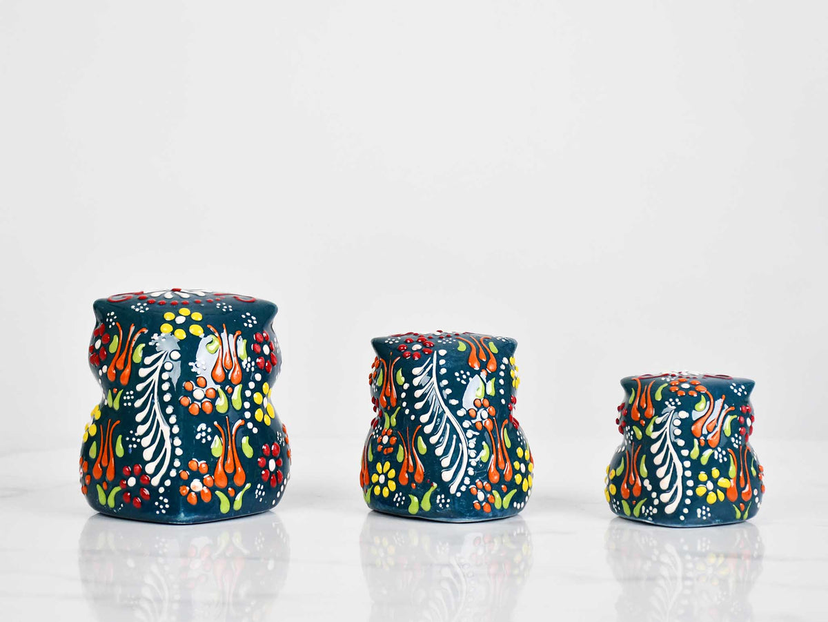 Dantel ceramic owl set green