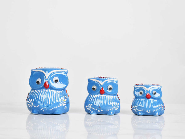 Dantel ceramic owl set light blue